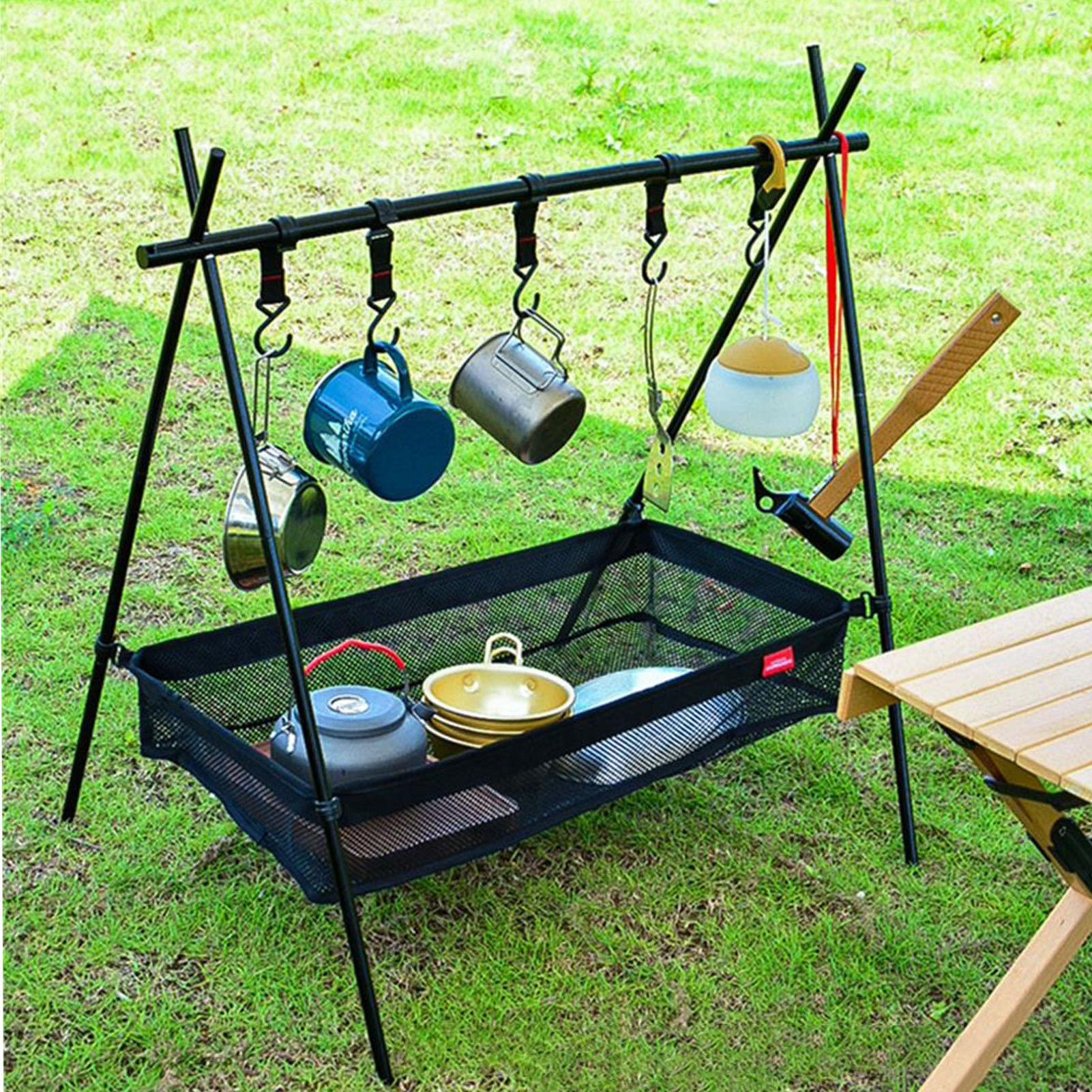 Camping Cooking Rack - Picnic Under Table Storage Bag Desk