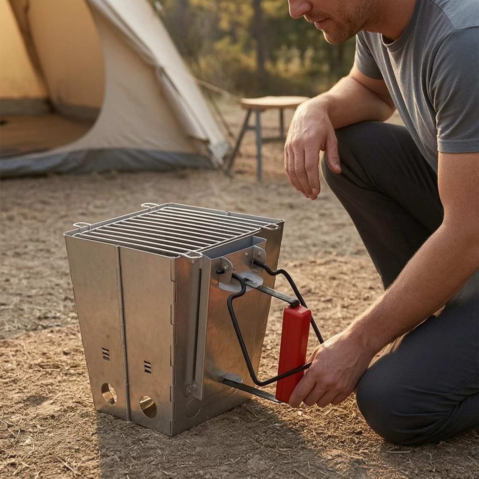 Charcoal Chimney Starter - Charcoal Fire Starter Furnace Steel Foldable