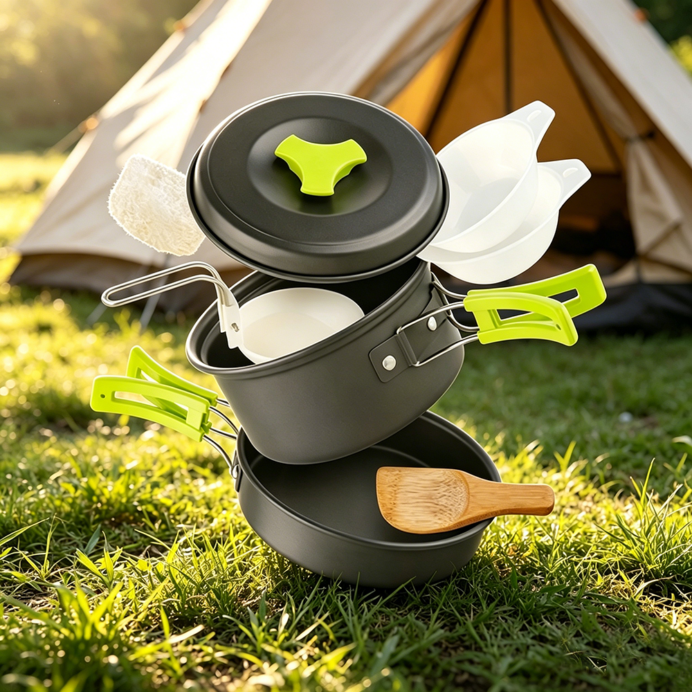 Camping Cooking Set 2 Person - Portable 1-2 Person Camping Cookware Set,