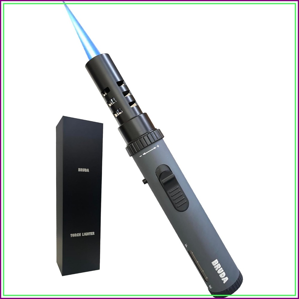 Camping Cooking With Gas - Adjustable Butane Torch Lighter, Refillable Blowtorch