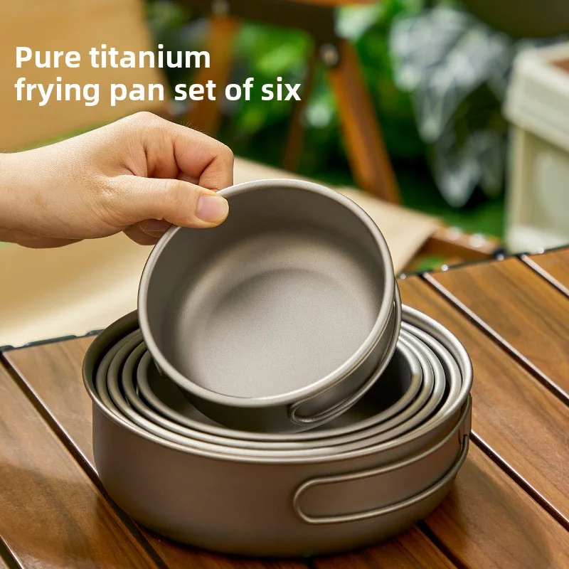 Camping Cooking Set Compact - Titanium Outdoor Pot Set Picnic Camping