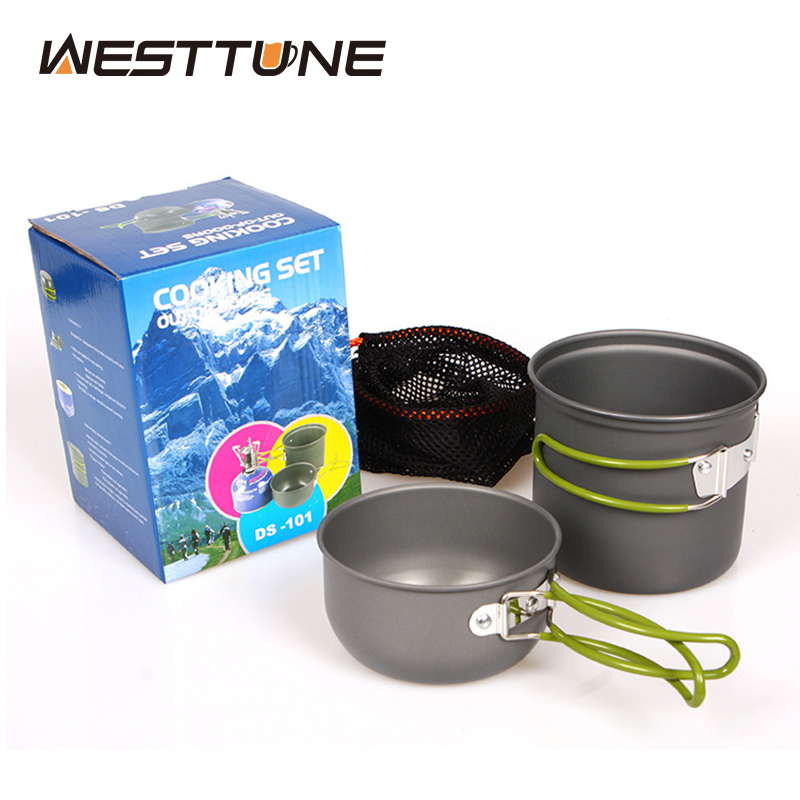 Camping Cooking Set 2 Person - WESTTUNE Camping Pot Hiking Cookware Portable