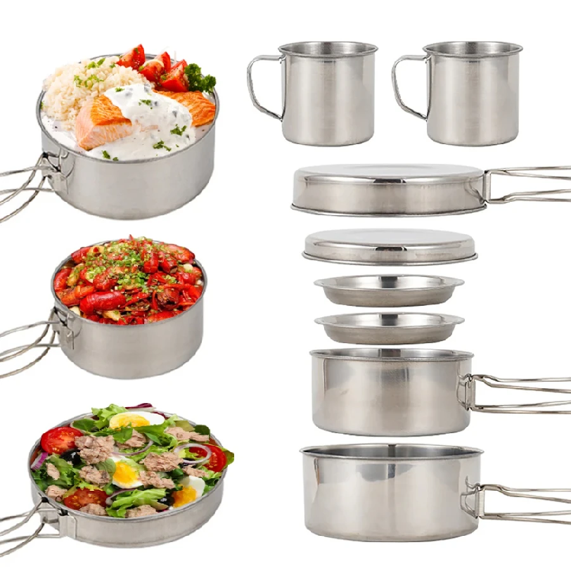 8pcs/Set Camping Cookware Mess - огляд і ціна Camping Cooking Set Compact