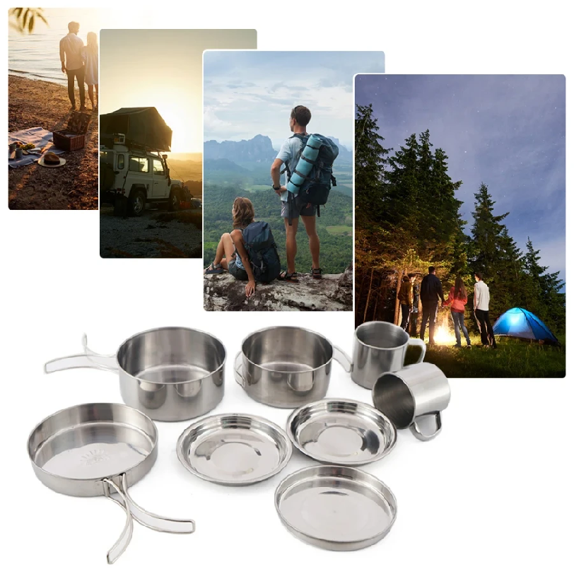 8pcs/Set Camping Cookware Mess - огляд і ціна Camping Cooking Set Compact