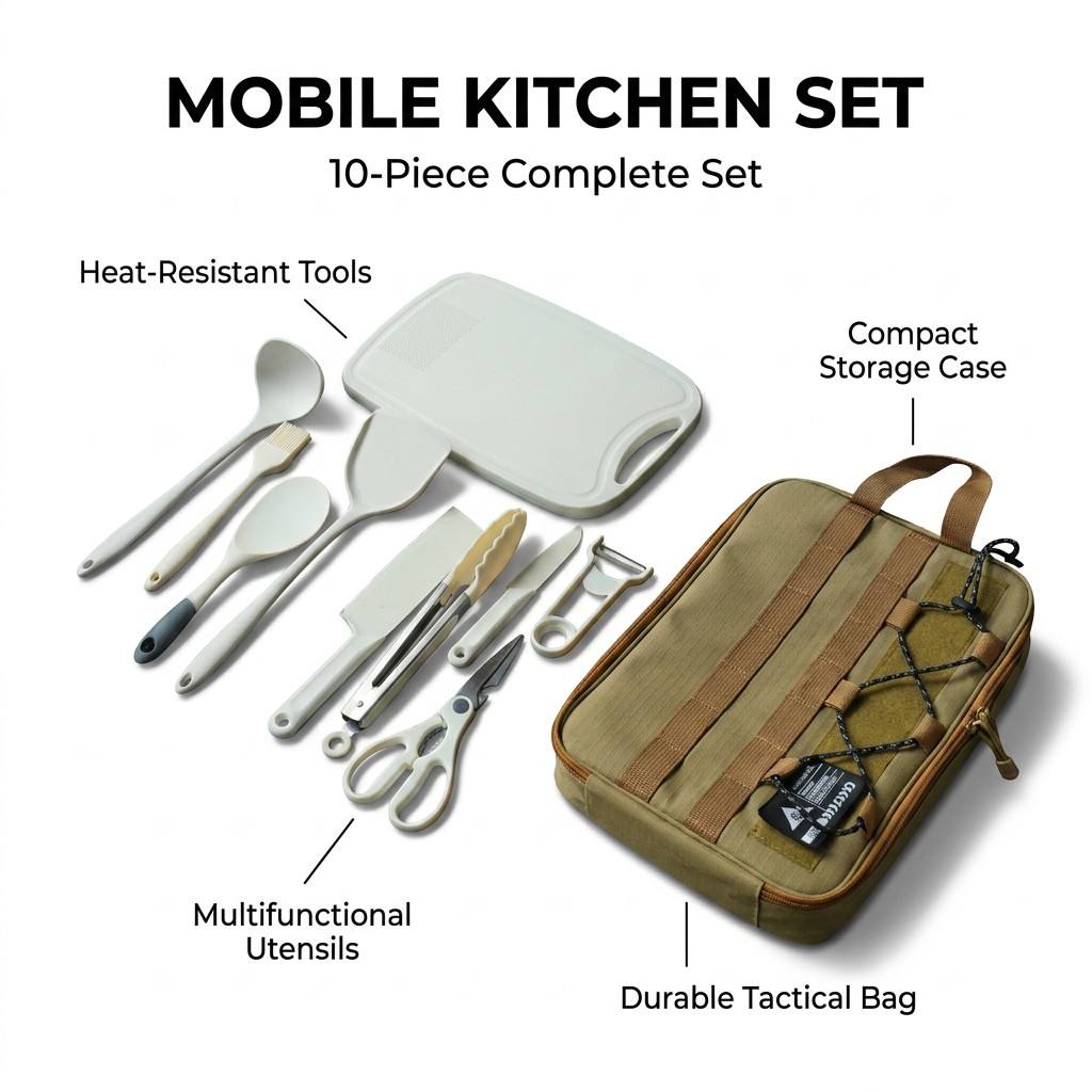 Portable 9Pcs Camping Kitchenw - огляд і ціна Camping Cooking Equipment Bag