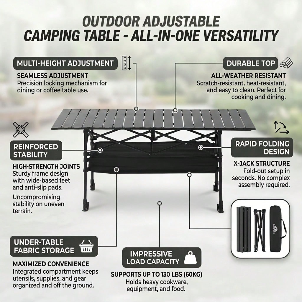 Portable Height-Adjustable Fol - огляд і ціна Camping Cooking Equipment Bag