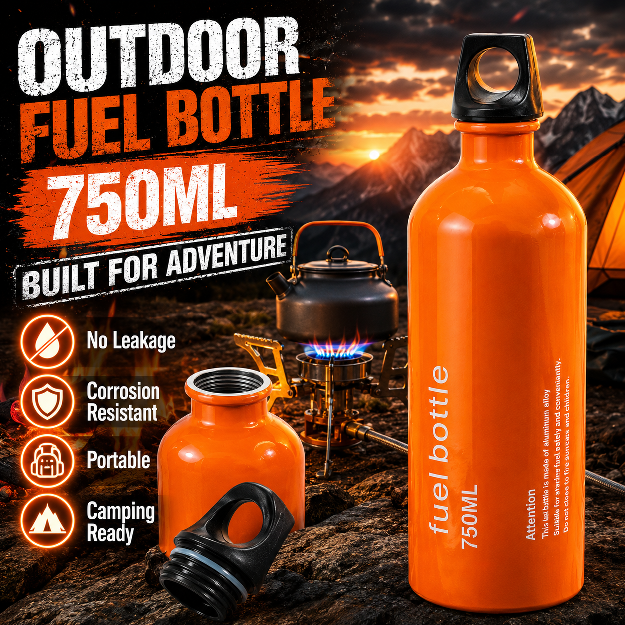 750ml Aluminum Fuel Bottle Cam - огляд і ціна Camping Cooking Heater
