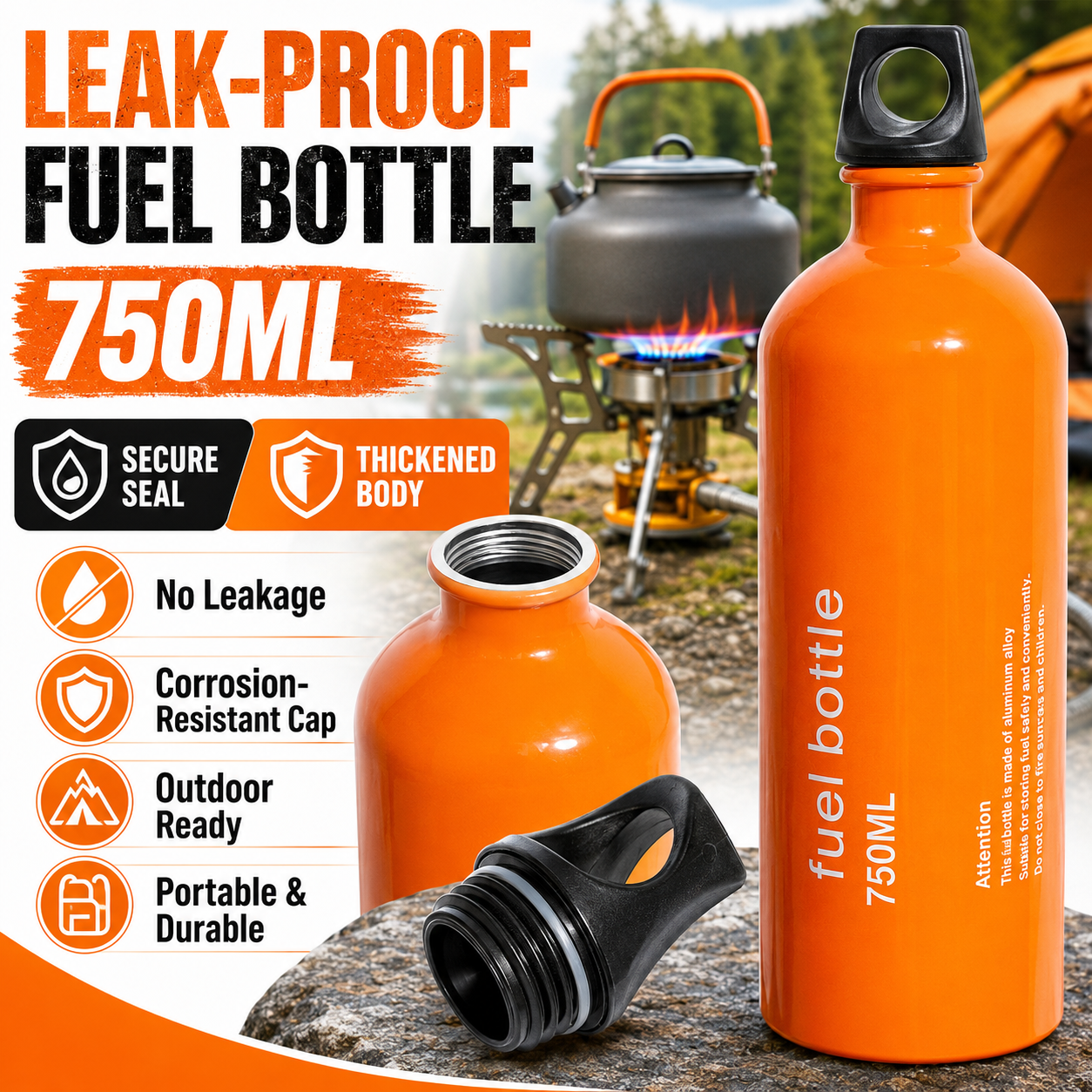 750ml Aluminum Fuel Bottle Cam - огляд і ціна Camping Cooking Heater