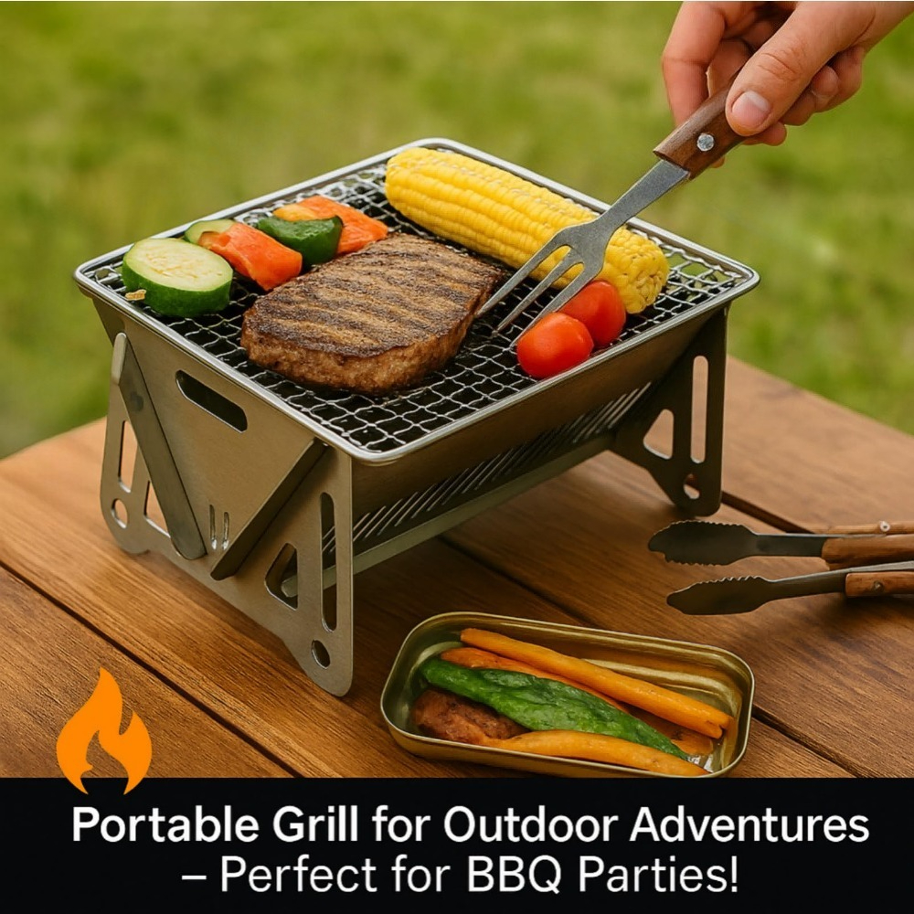 Portable Charcoal BBQ Grill Fo - огляд і ціна Camping Cooking Set Compact