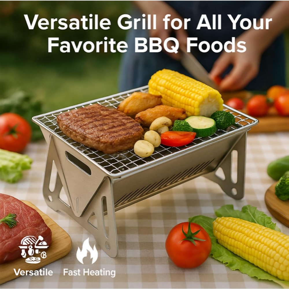 Portable Charcoal BBQ Grill Fo - огляд і ціна Camping Cooking Set Compact