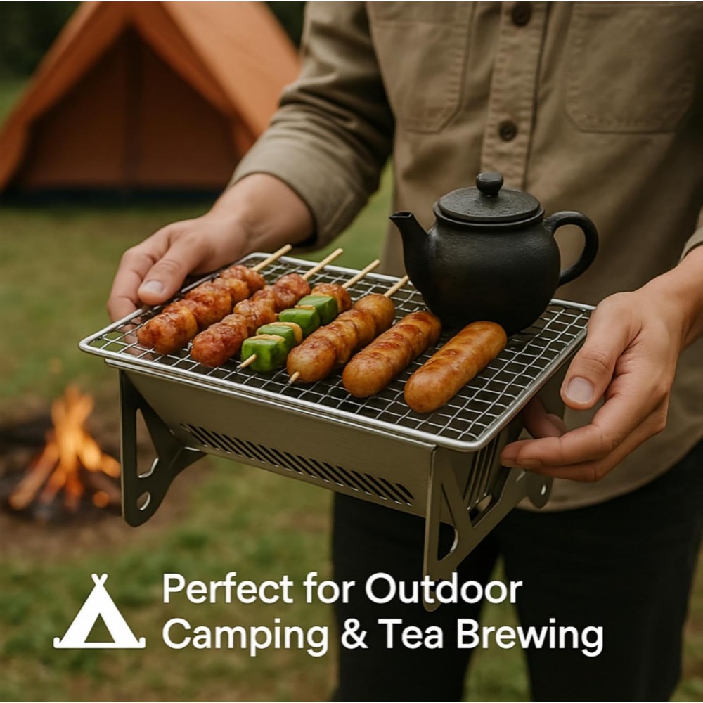 Portable Charcoal BBQ Grill Fo - огляд і ціна Camping Cooking Set Compact