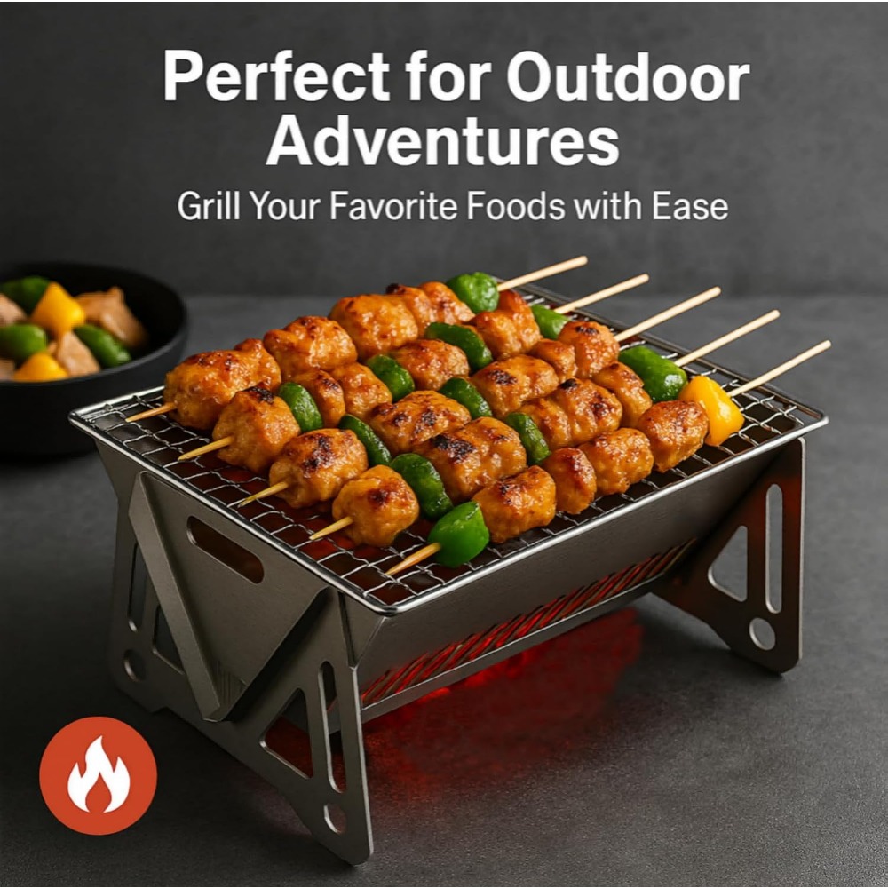 Portable Charcoal BBQ Grill Fo - огляд і ціна Camping Cooking Set Compact