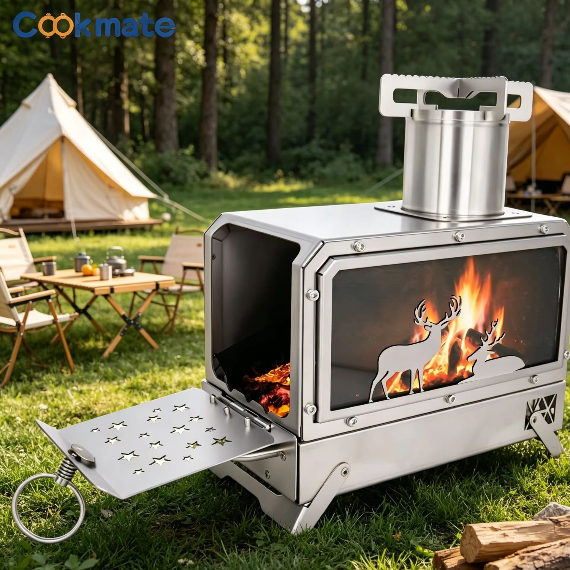 Stainless steel folding firewo - огляд і ціна Camping Cooking Area