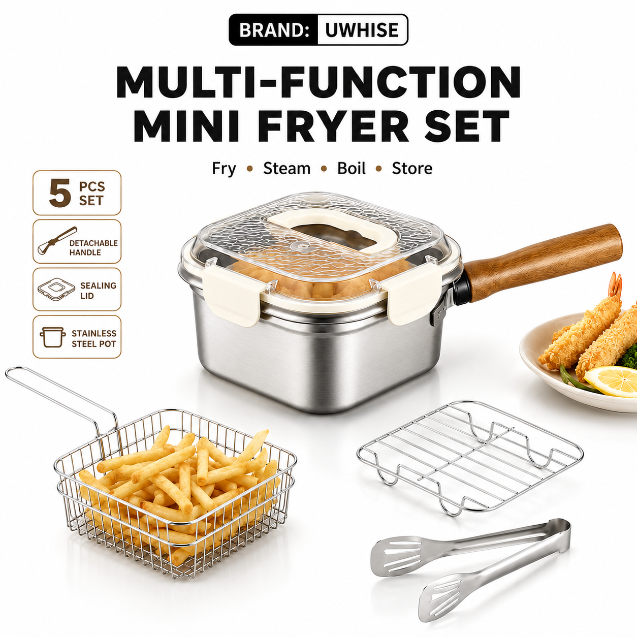 Uwhise Square Fryer Pot Stainl - огляд і ціна Camping Cooking With Gas