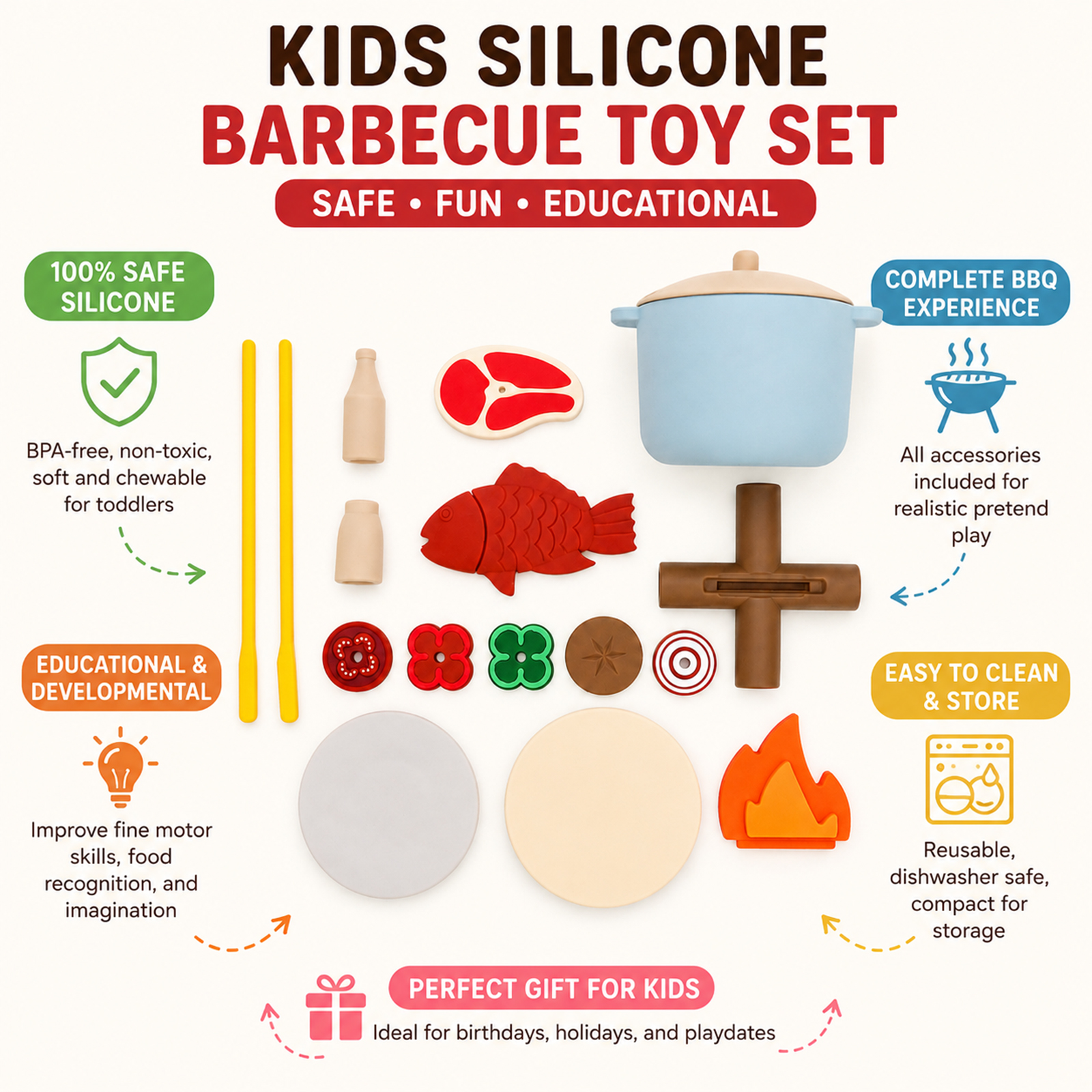 Silicone Kids Camping Toy Set, - огляд і ціна Camping Cooking With Kids