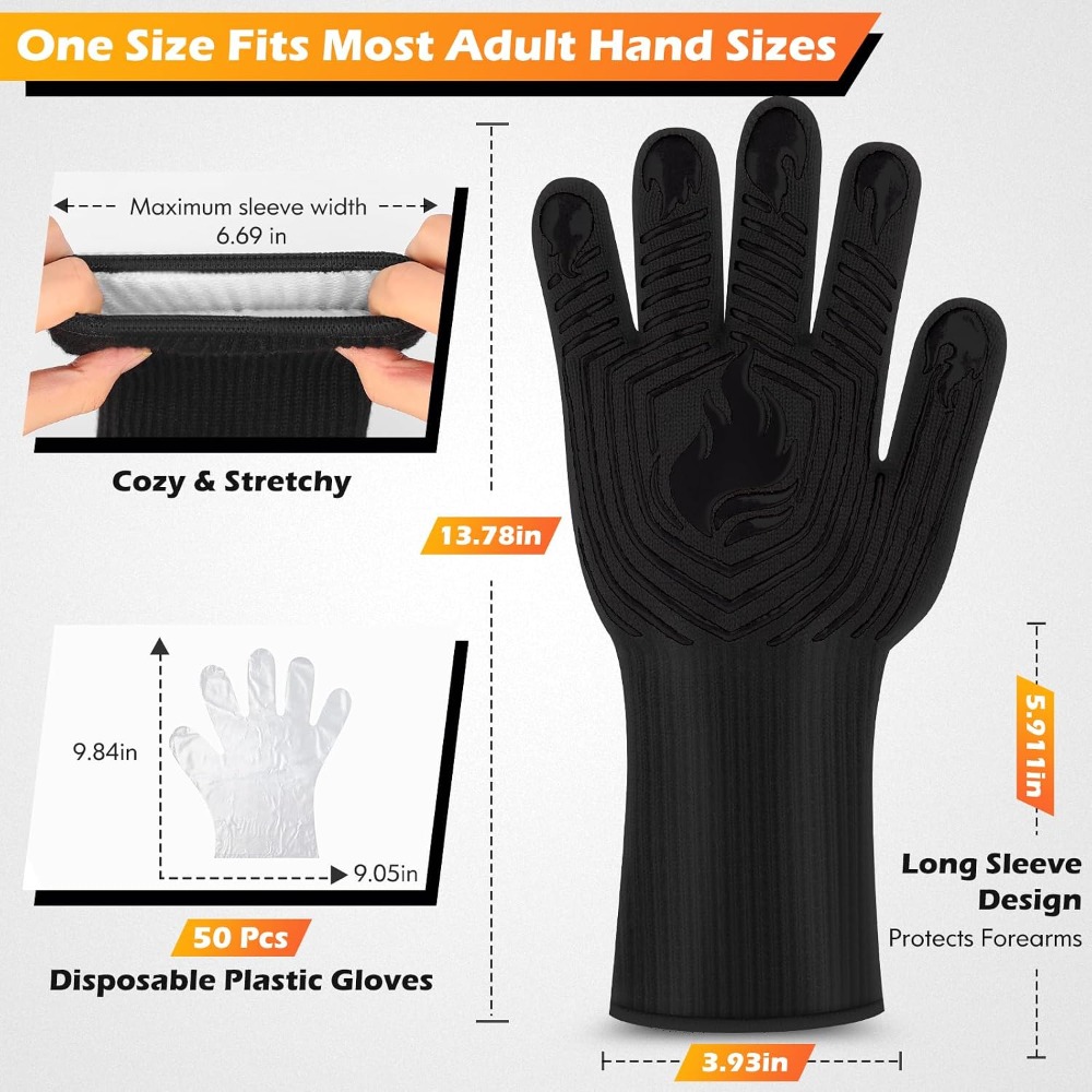 BBQ Gloves, 1472°F Heat Resist - огляд і ціна Camping Cooking Area